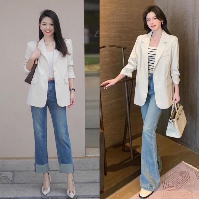 40+女生这样穿更减龄时髦春天“西装+牛仔裤”太养眼(图4)